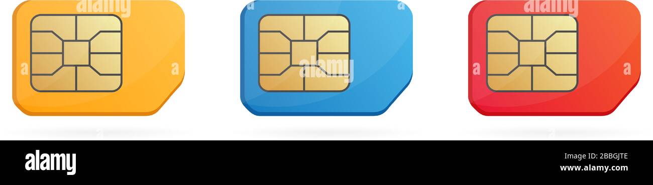 Sim Card Imega Colored SIM card set. Realistic mobile cellular phone sim-card Stock ...