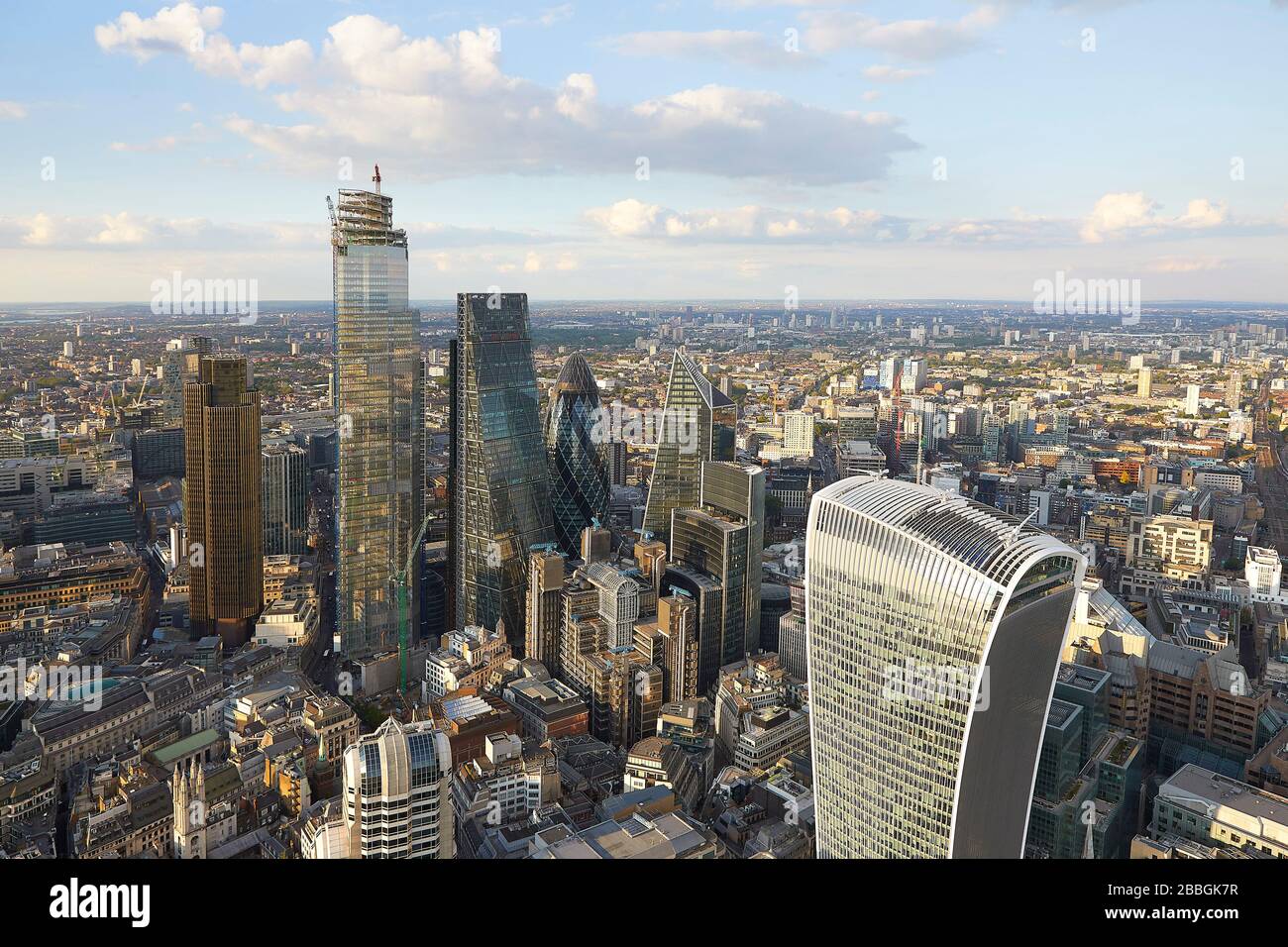 View from south towards city cluster. 52 Lime Street - The Scalpel, London, United Kingdom. Architect: Kohn Pedersen Fox Associates (KPF), 2018. Stock Photo