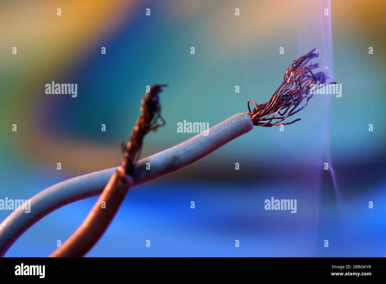 Electric wires with smoke photographed in the studio Stock Photo Alamy