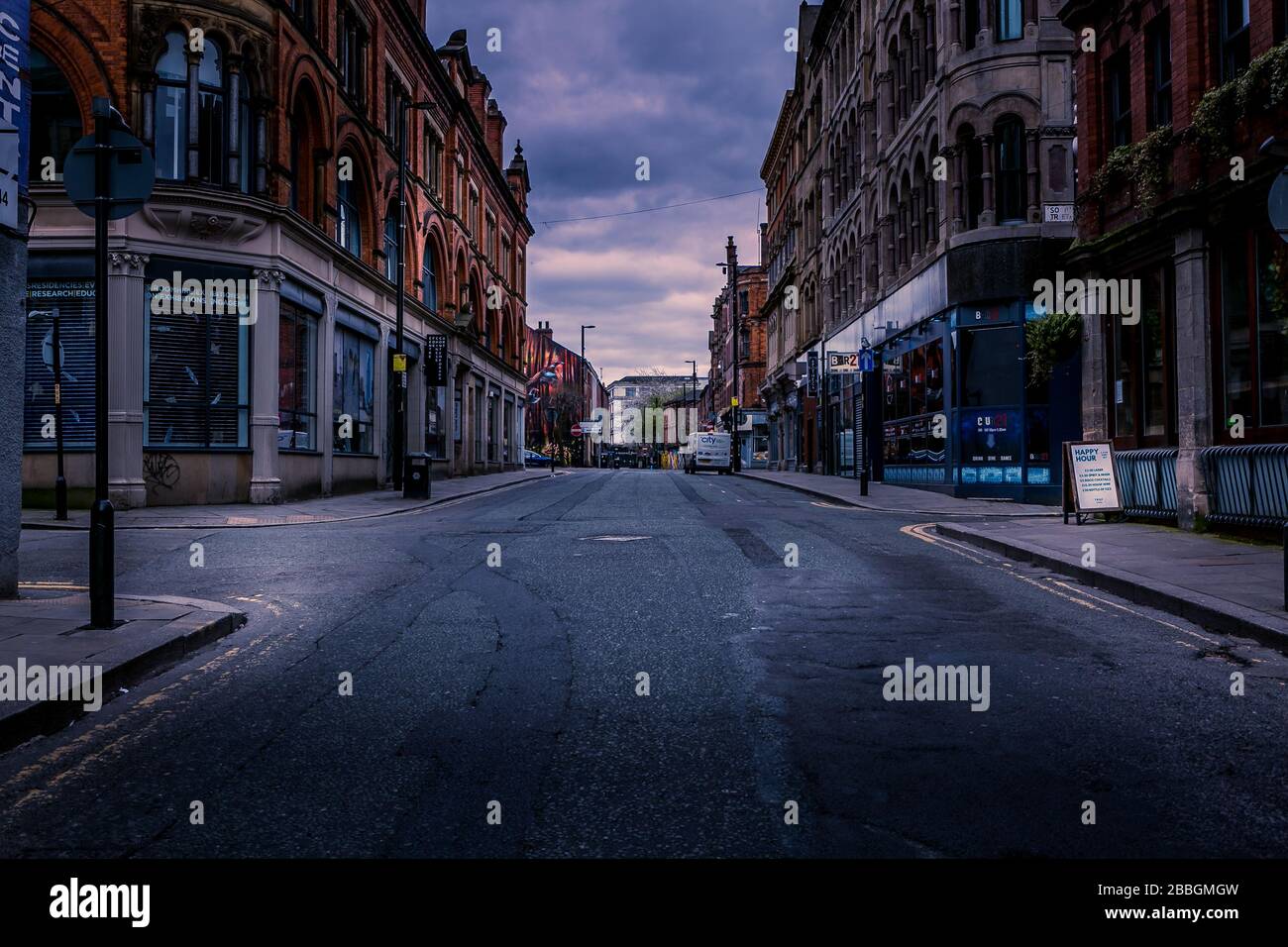 Northern Quarter, Manchester, United Kingdom. Empty streets during Coronavirus outbreak, March 2020. Stock Photo