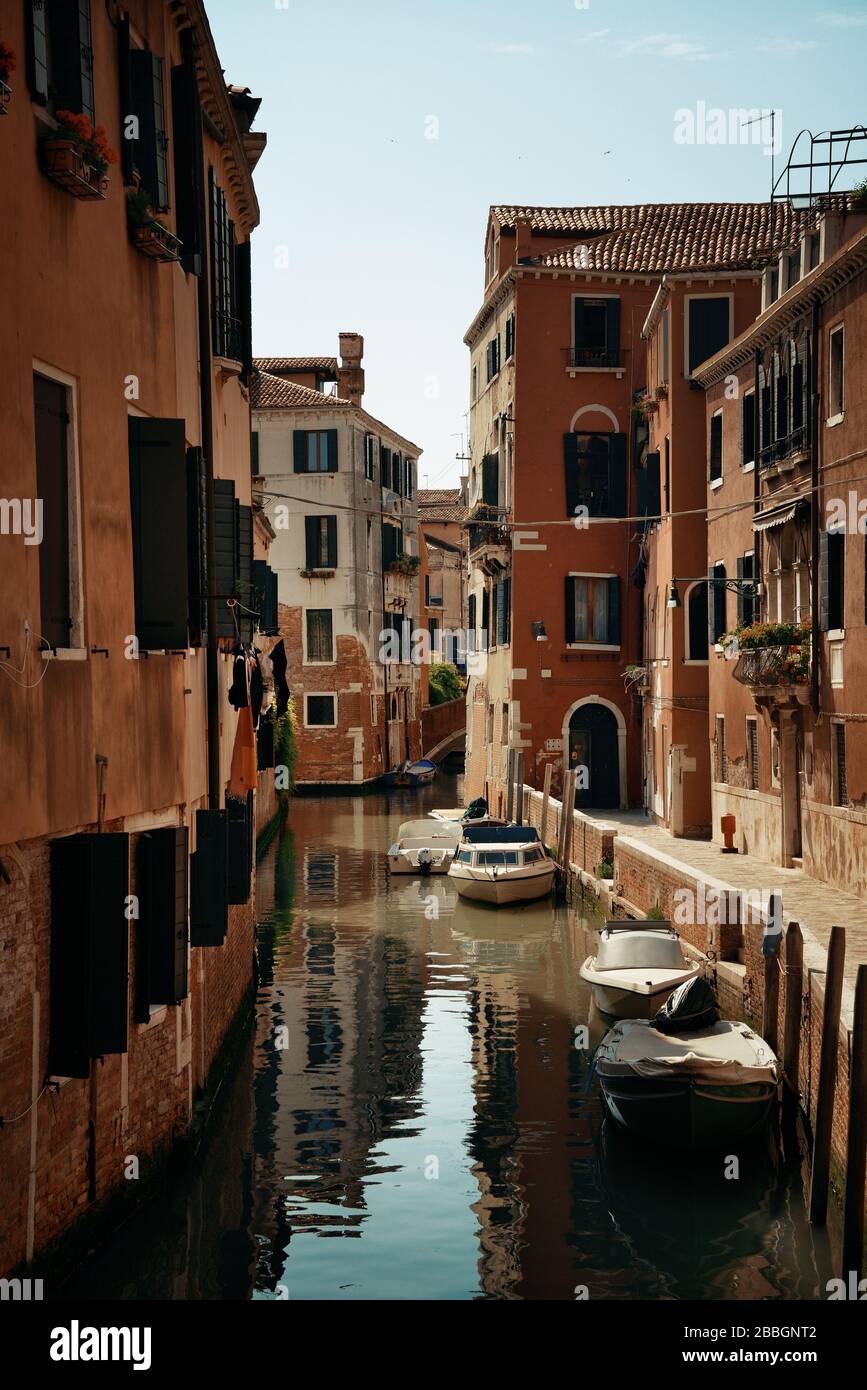 Venice canal view with historical buildings. Italy Stock Photo - Alamy