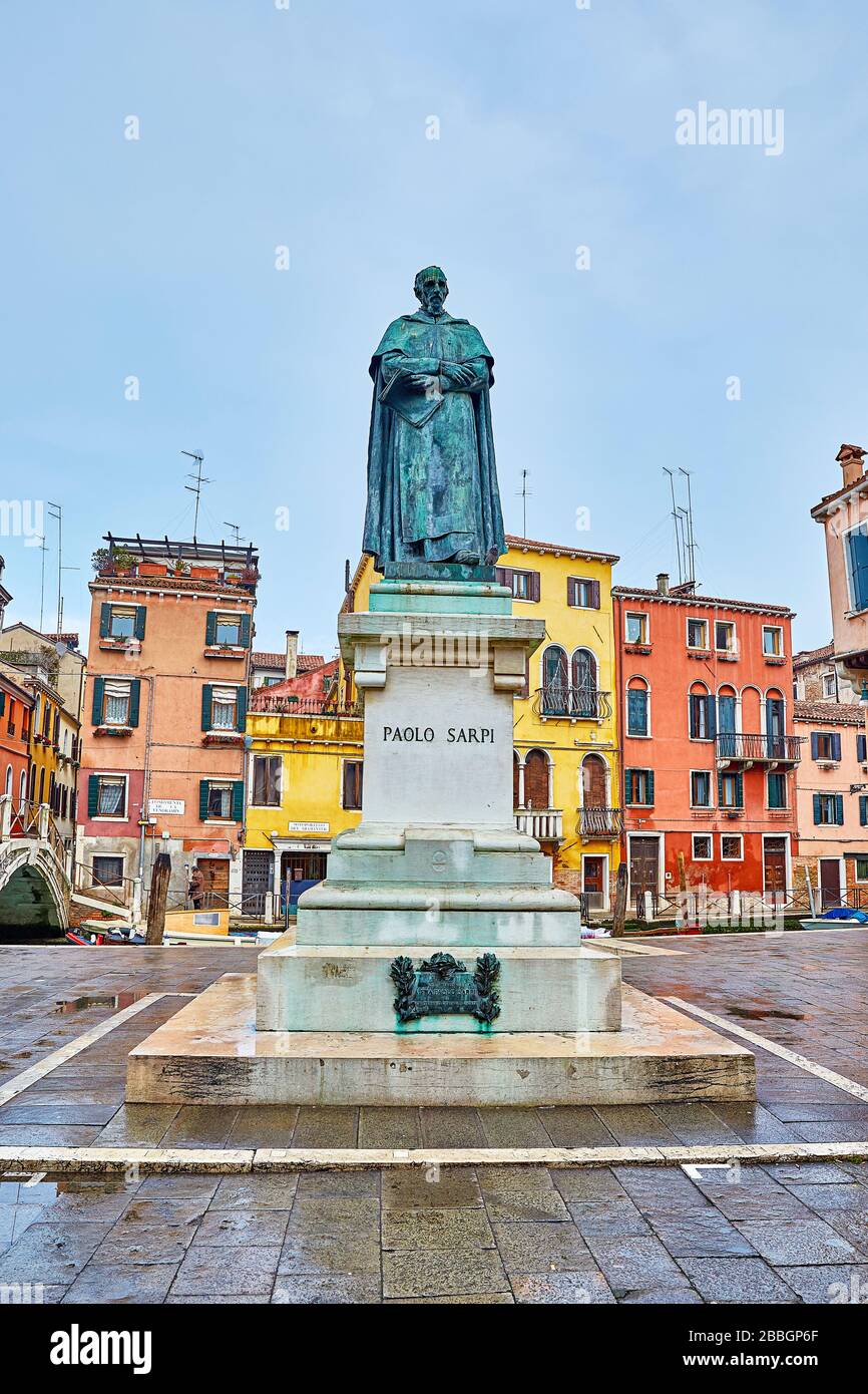 Paolo Sarpi was a Venetian historian, prelate, scientist, canon lawyer, and statesman active on behalf of the Venetian Republic during the period of i Stock Photo