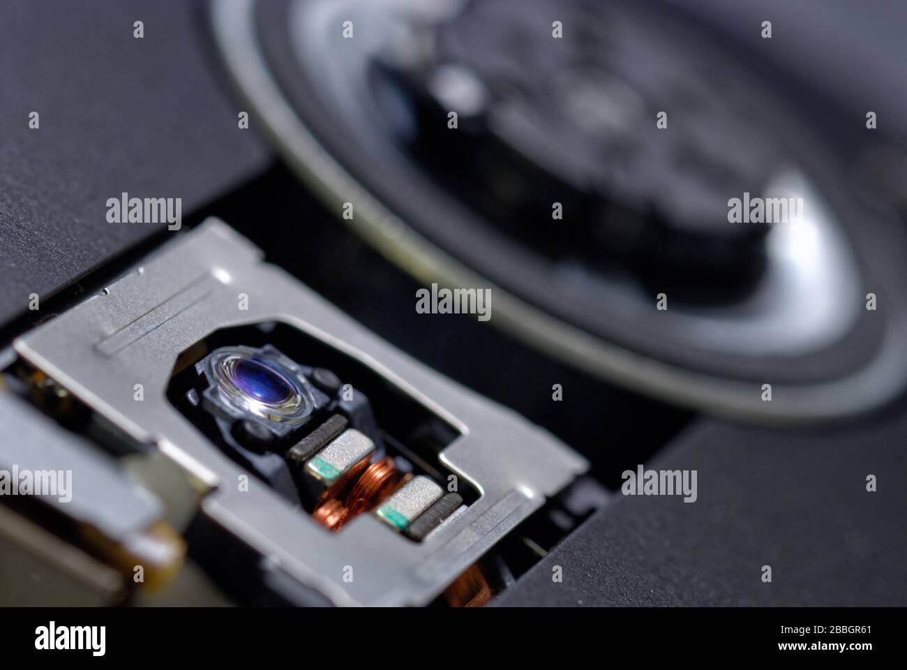 Interior of cd-rom - dvd player drive. Laser lens in foreground, shallow  depth of field Stock Photo - Alamy