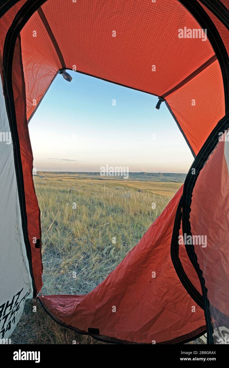 Tent camping at Grasslands National Park. Saskatchewan Canada Stock Photo Alamy