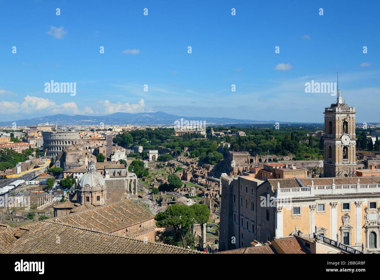 Rome rooftop view with ancient architecture in Italy Stock Photo - Alamy