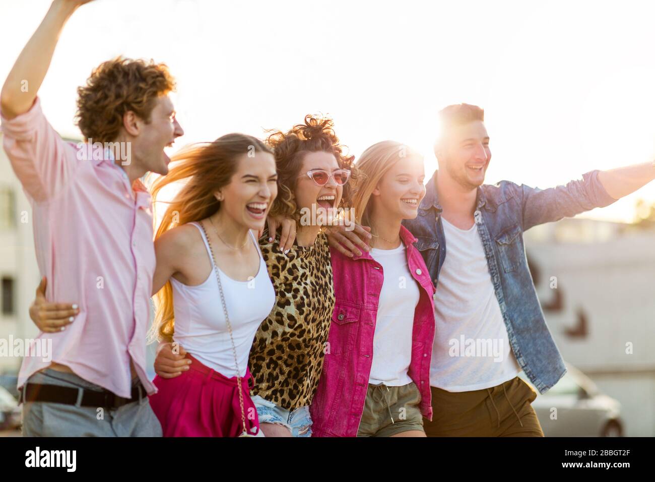 Group of friends having fun outdoors Stock Photo - Alamy