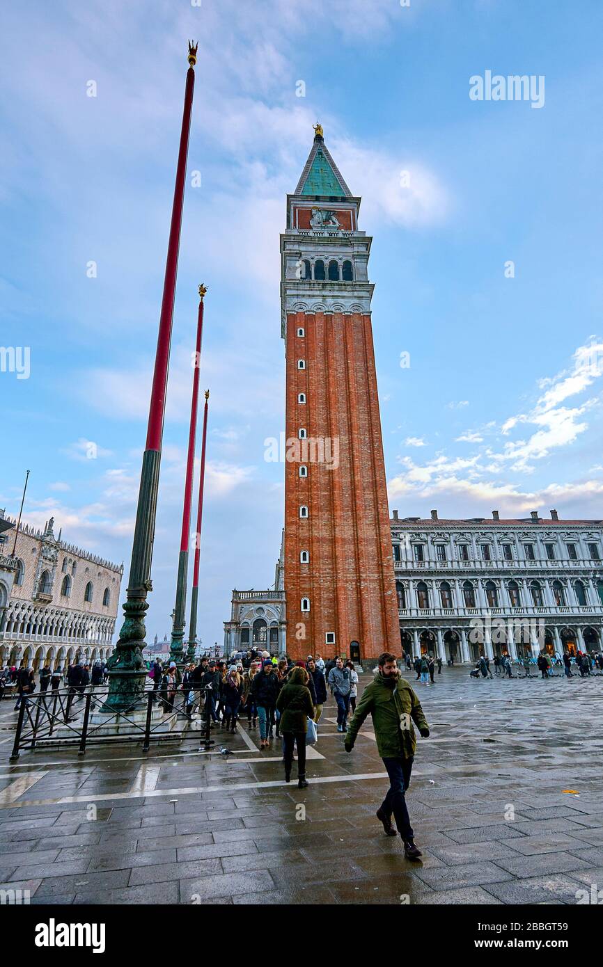 Piazza San Marco, often known in English as St Mark's Square, is the principal public square of Venice. Venice, the capital of northern Italy’s Veneto Stock Photo