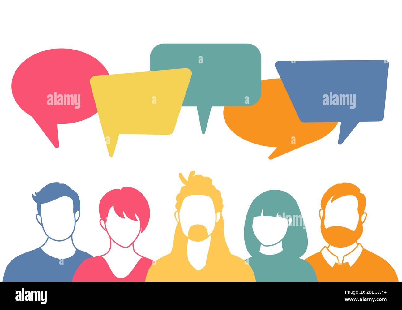 People avatars with speech bubbles. Men and woman communication ...