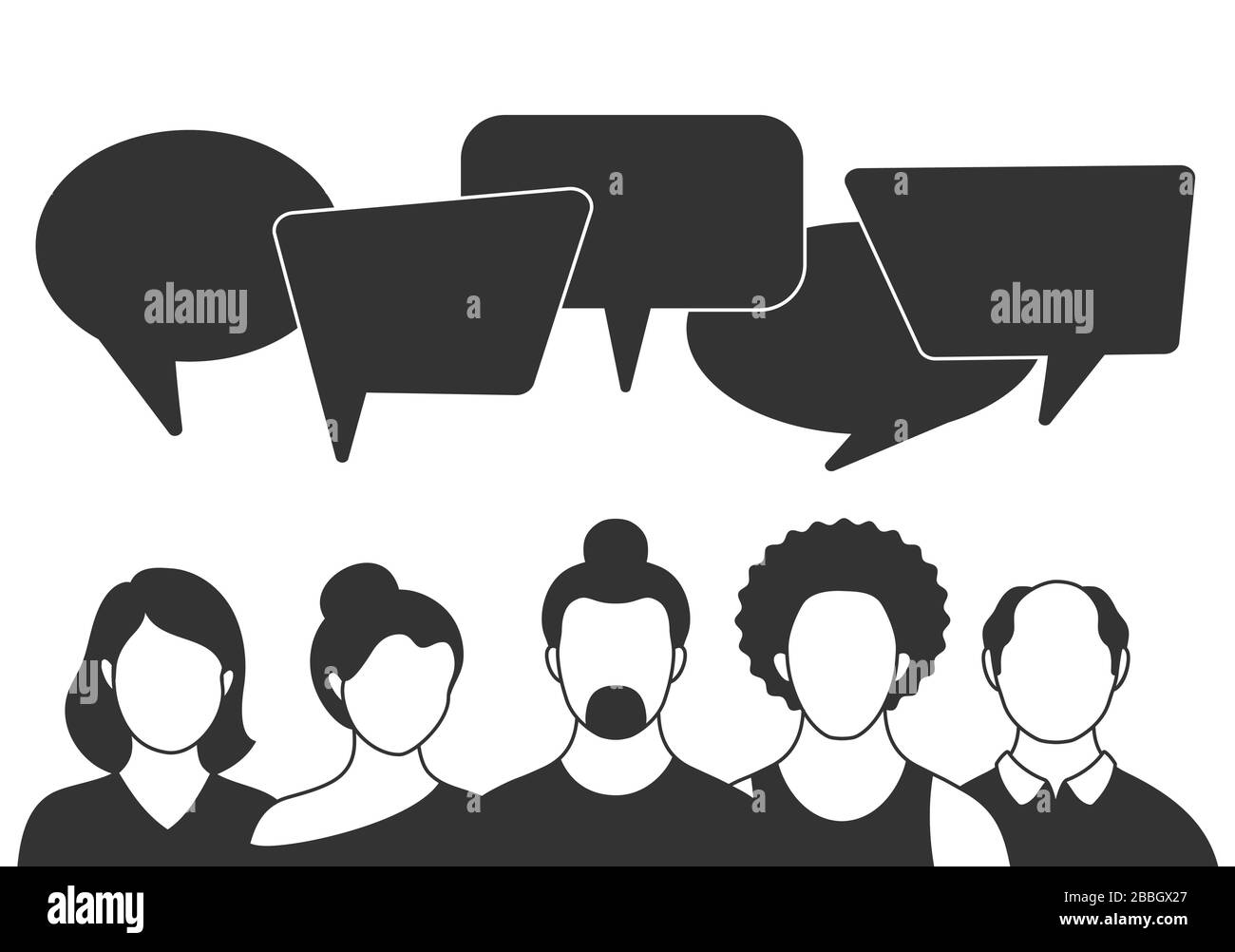 People avatars with speech bubbles. Men and woman communication ...