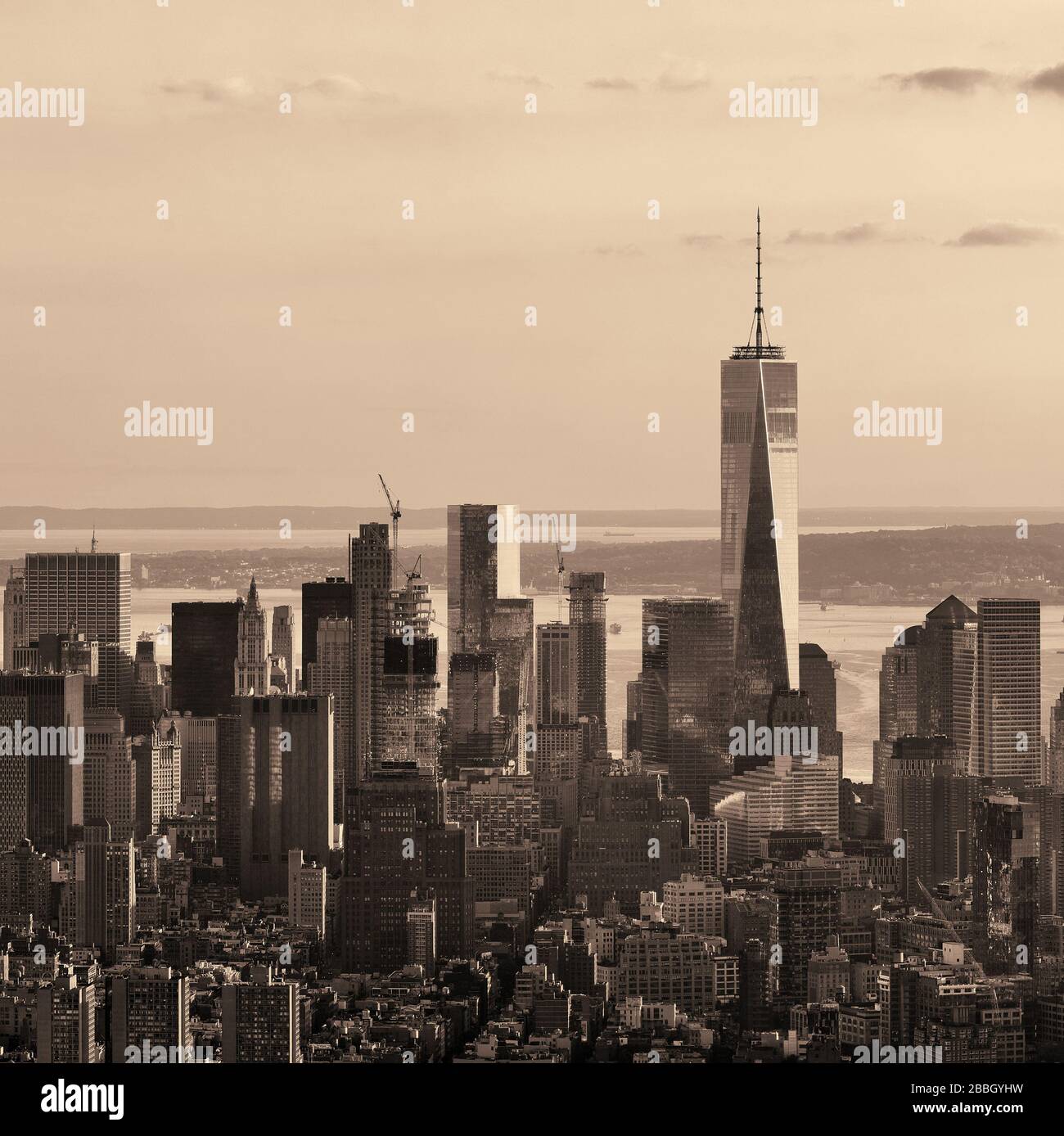 New York City downtown skyline view Stock Photo - Alamy
