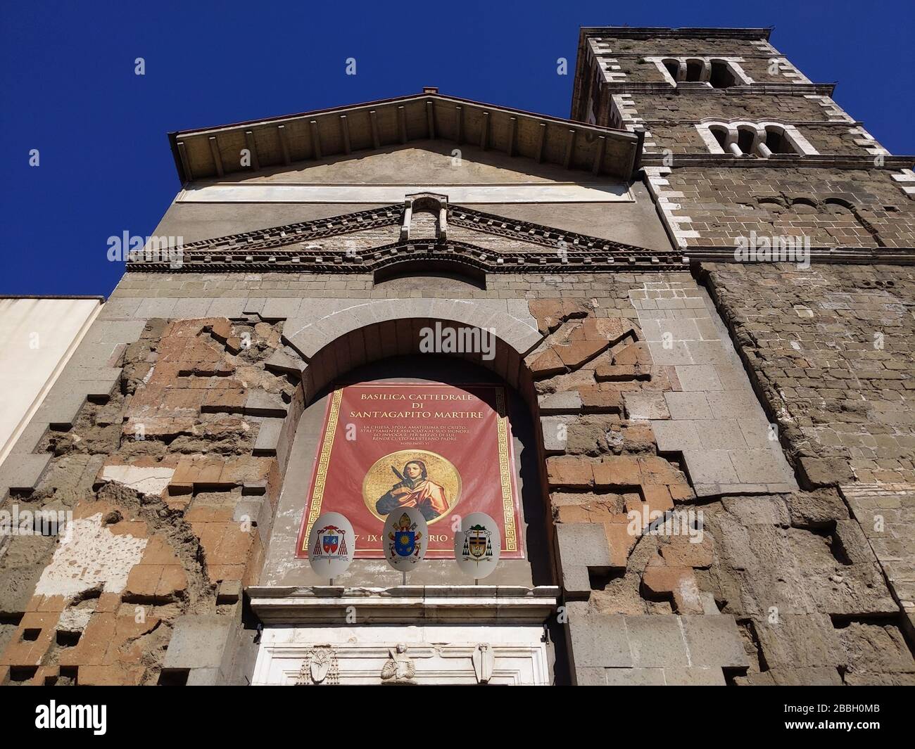 exterior of the ancient Saint Agapitus Cathedral  in Palestrina, Italy Stock Photo