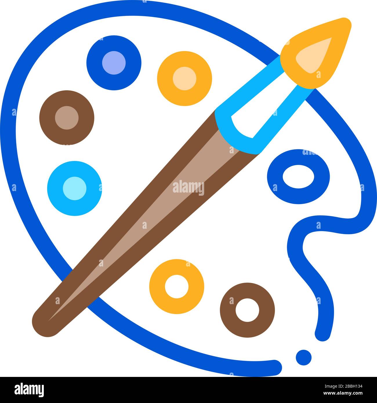paint palette with brush icon vector outline illustration Stock Vector ...