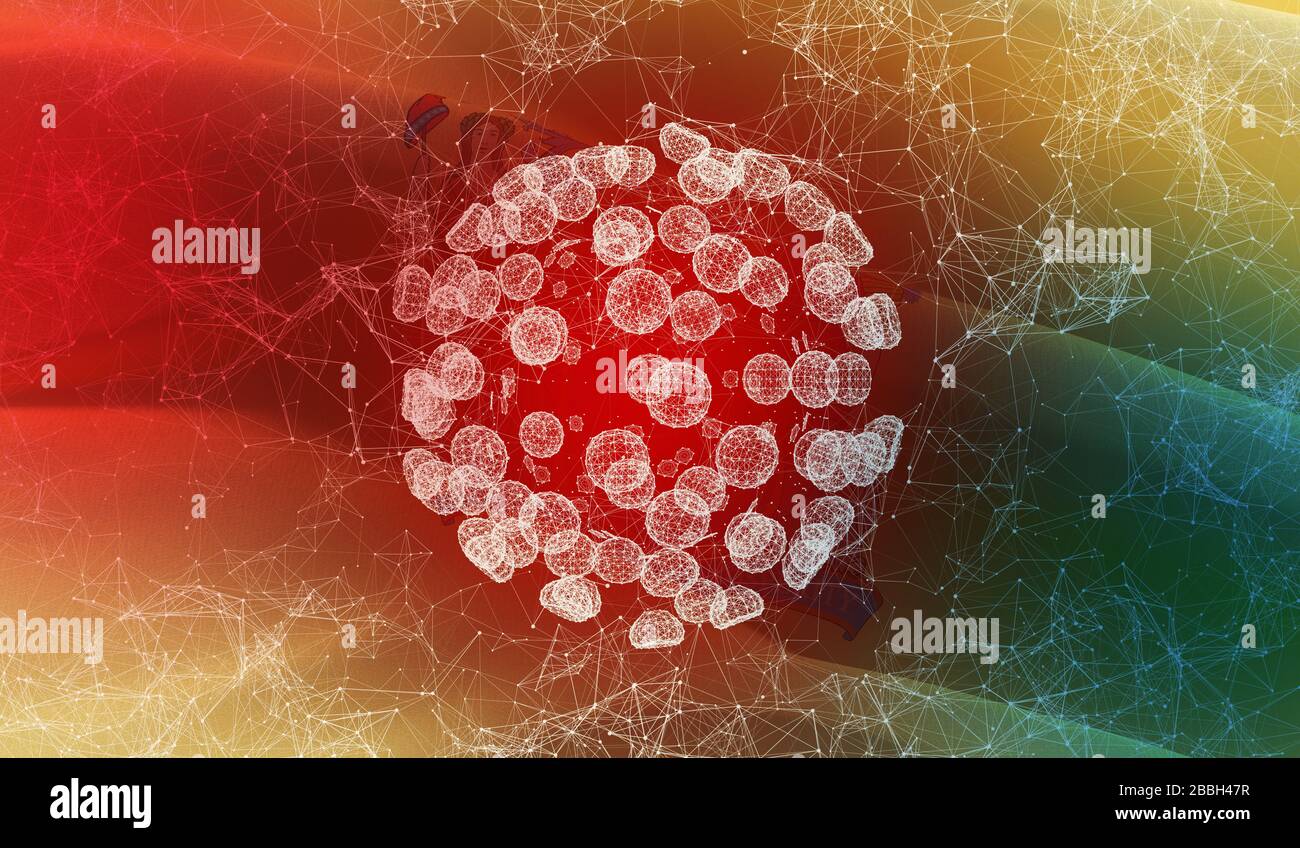 Medical virus molecular concept with flag of the states of USA. State