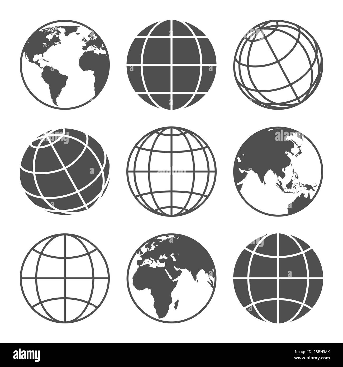 Planet map globe icons Stock Vector