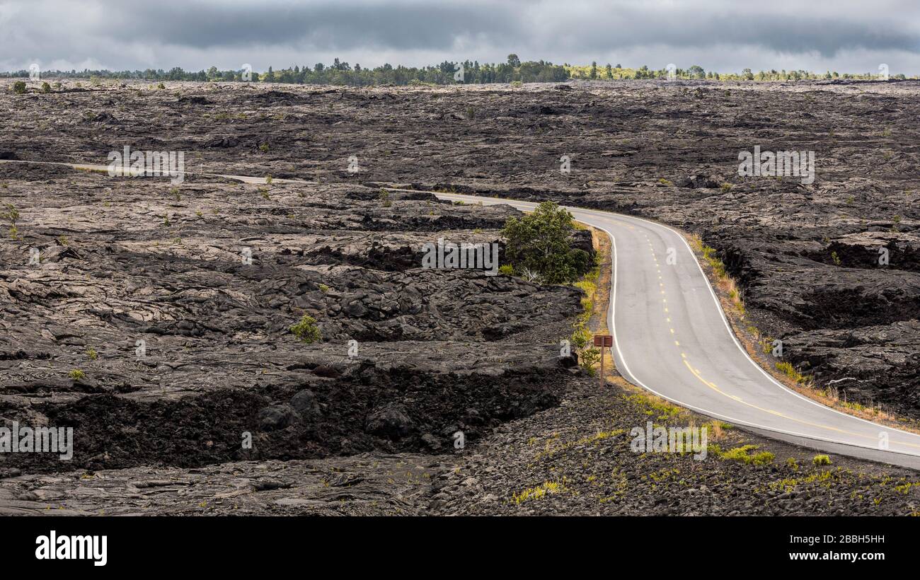 Chain of Craters Road in Hawaii Volcanoes National Park, Hawaii, Stock Photo