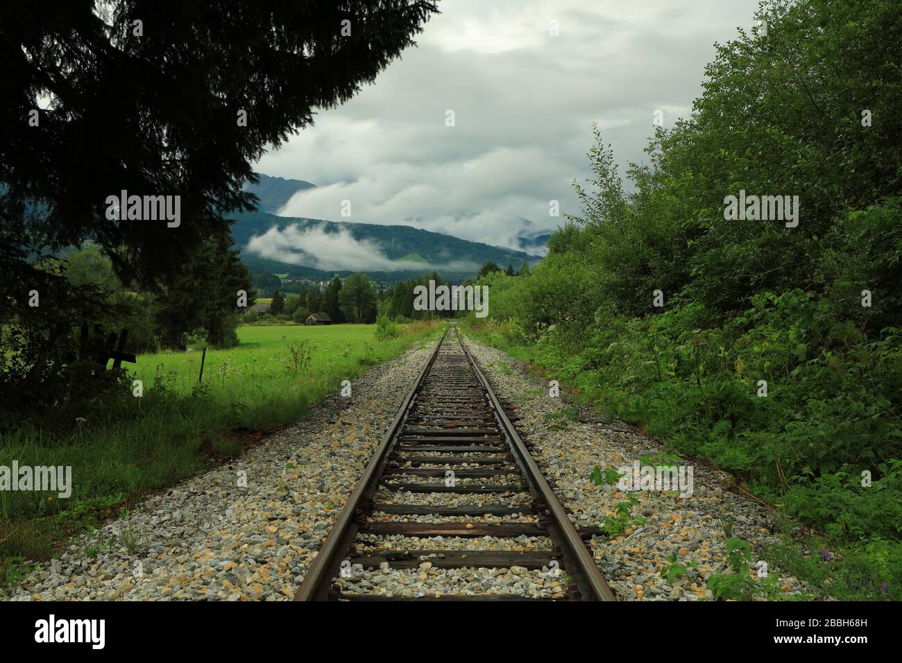 Rail track of Taurachbahn near Mauterndorf Stock Photo