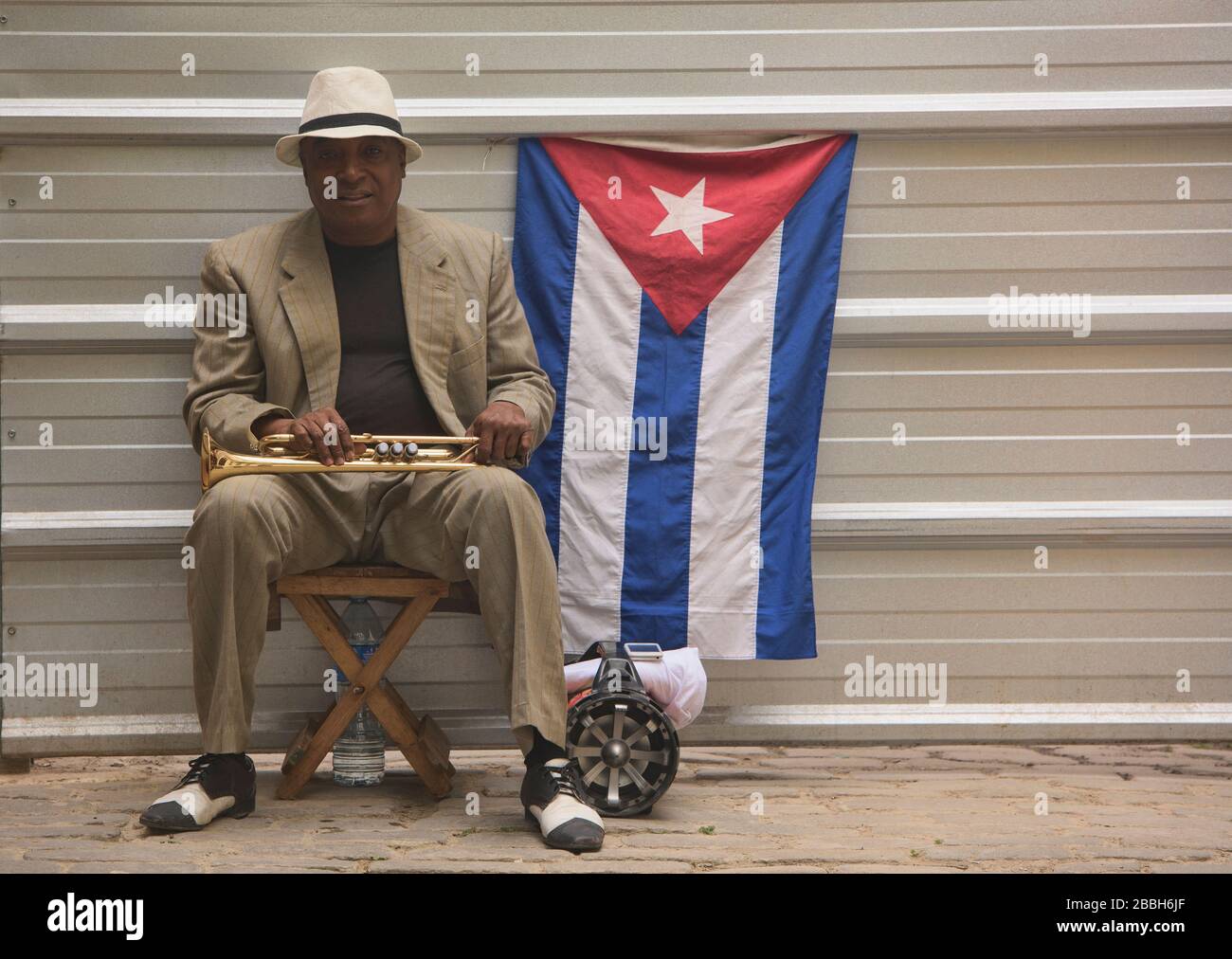 Cuban musician hanging out, Havana, Cuba Stock Photo