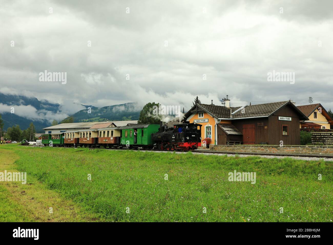 Taurachbahn with steam train in action Stock Photo
