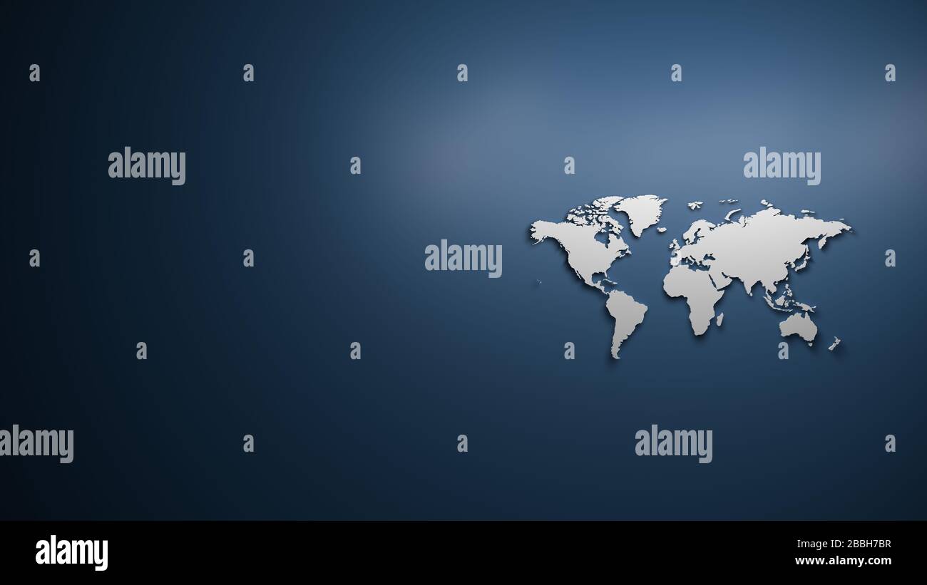World map on blue background with textspace Stock Photo - Alamy