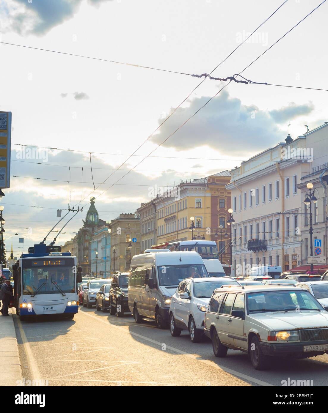 SAINT PETERSBURG, RUSSIA - JULY 11, 2019: Cars in traffic jam on ...