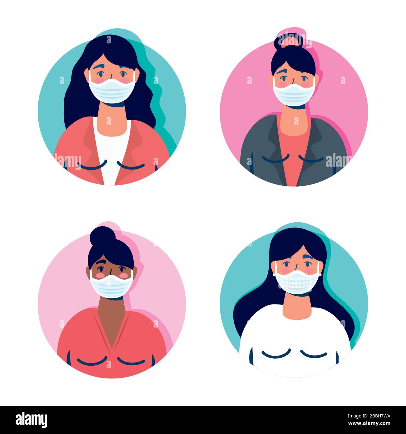 group of women using face masks characters Stock Vector Image & Art - Alamy