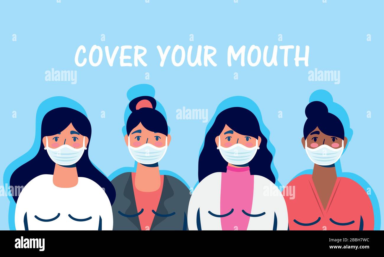 women using face masks characters Stock Vector Image & Art - Alamy