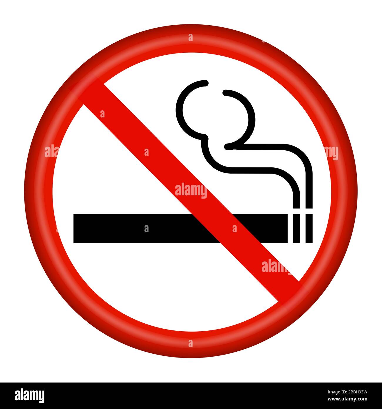 3D no smoking button with clipping path Stock Photo