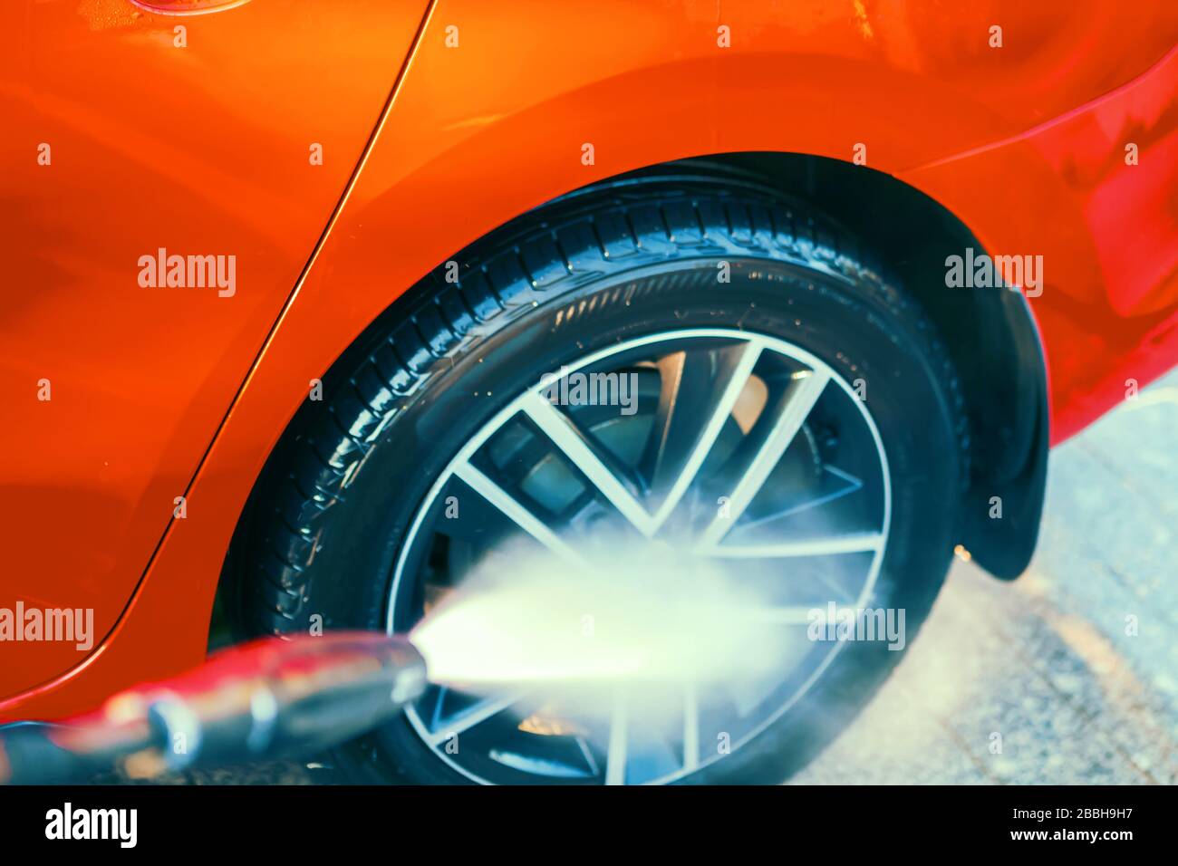 Car wash, care and cleaning. Washing alloy wheels with external high