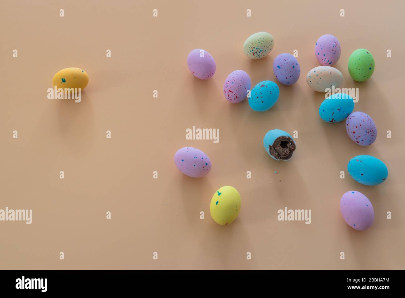 easter eggs colorful made from sugar and chocolate Stock Photo