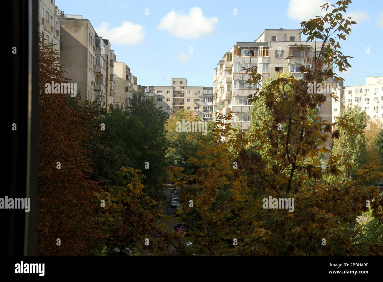 Communist era apartment buildings in Bucharest, Romania Stock Photo