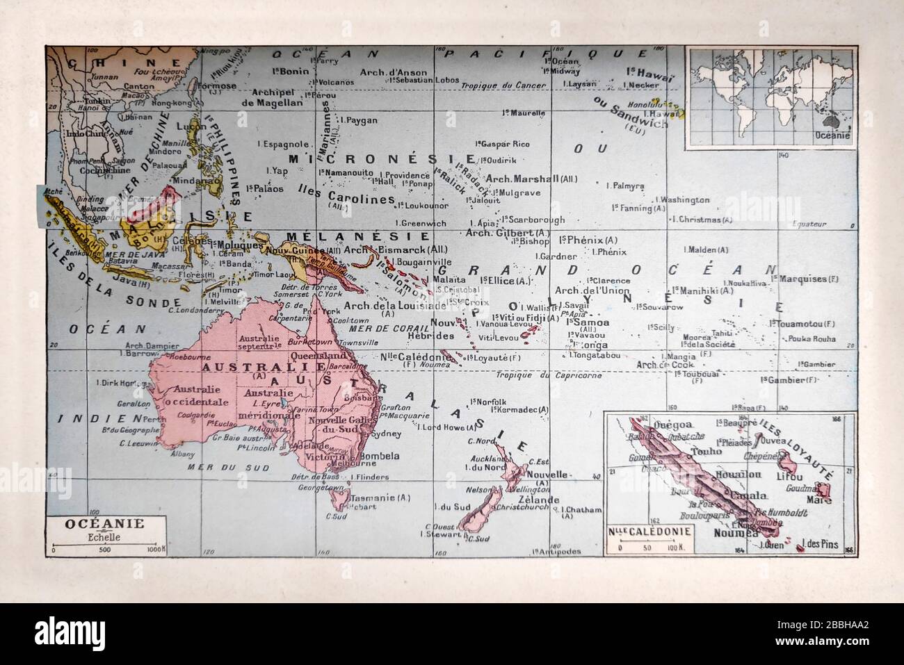 Old map of the Oceania printed in the late 19th century Stock Photo - Alamy