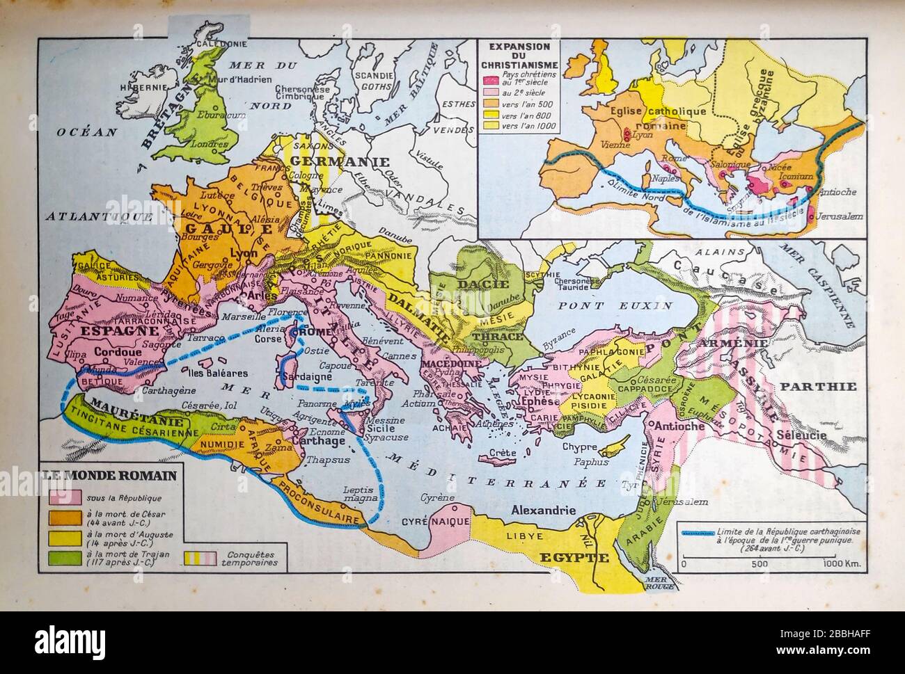 Old map of the Roman Empire printed in the late 19th century. Stock Photo