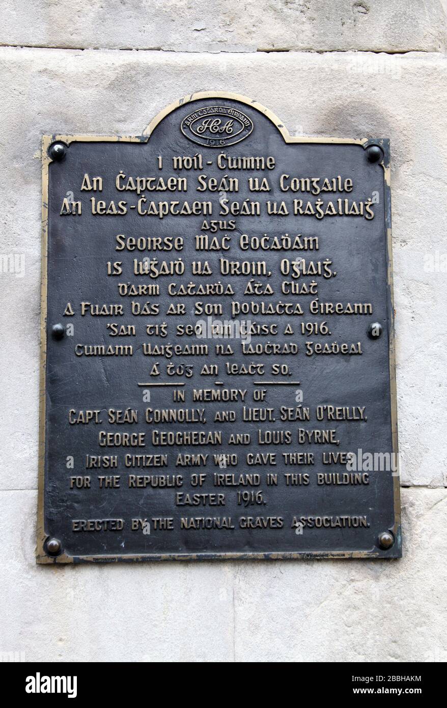 Memorial plaque in Dublin for members of the Irish Citizen Army who