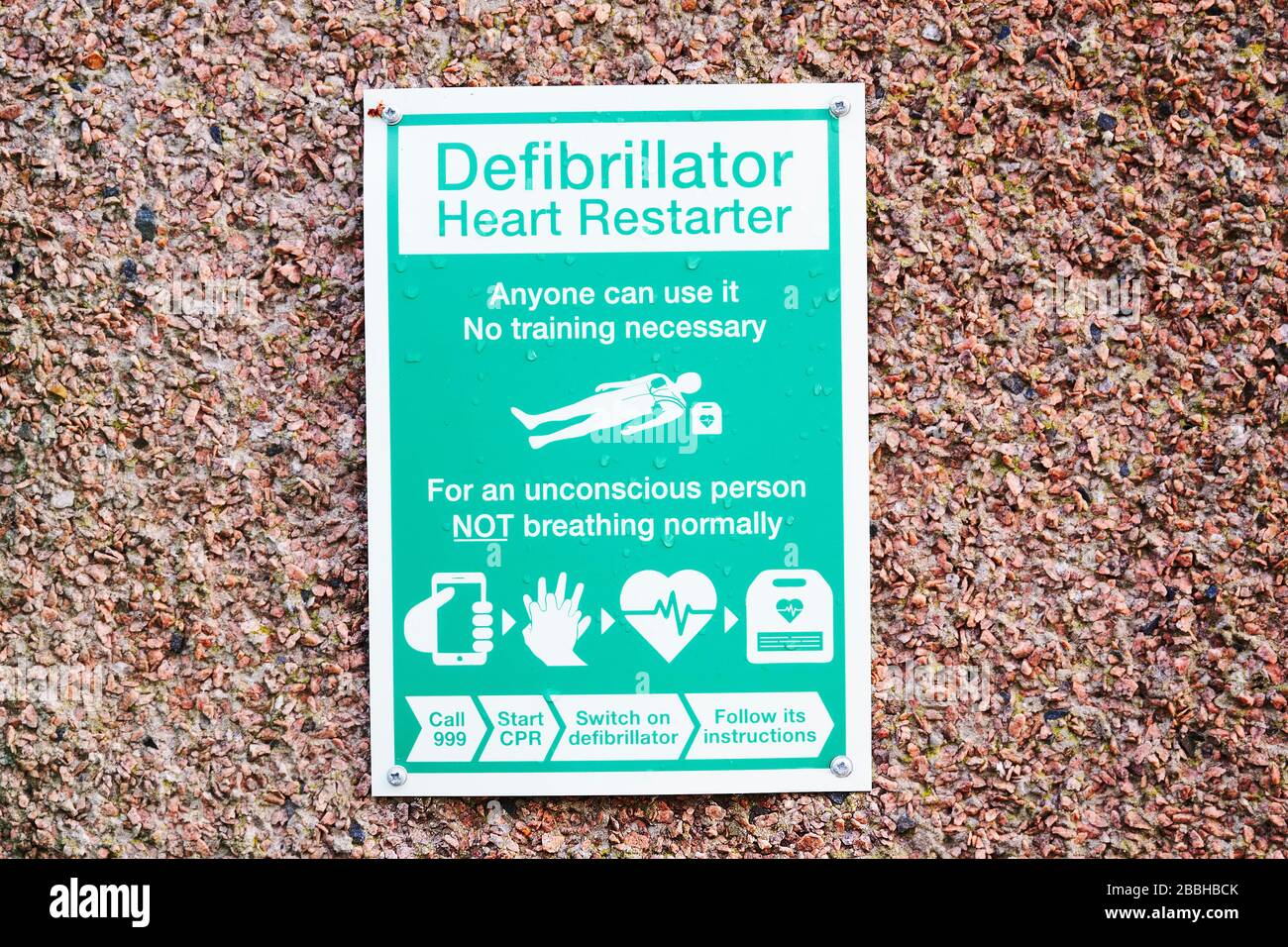 London, England / UK November 22nd 2019 Defibrillator AED on wall in