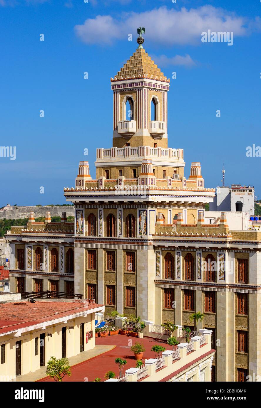 The famous art deco,  Bacardi Building, Edificio Bacardi , Havana Vieja, Cuba Stock Photo
