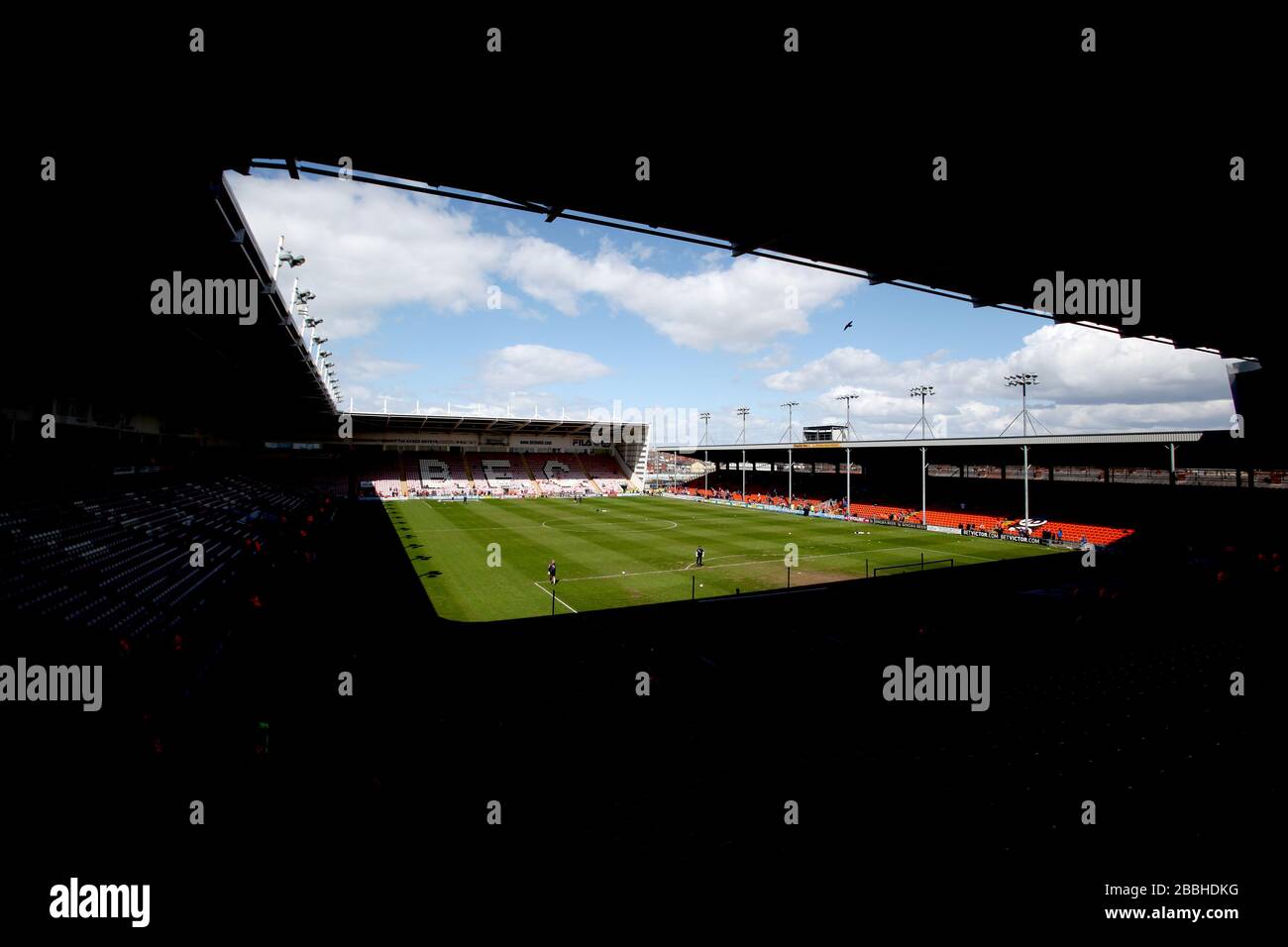 A general view of Bloomfield Road, home of Blackpool Stock Photo Alamy