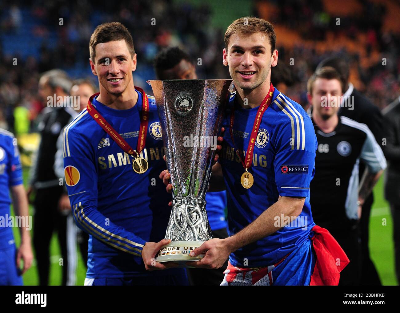 Chelsea S Goalscorers Fernando Torres And Branislav Ivanovic With The Uefa Europa League Trophy Stock Photo Alamy Chelsea S Goalscorers Fernando Torres And Branislav Ivanovic With The Uefa Europa League Trophy Stock Photo Alamy