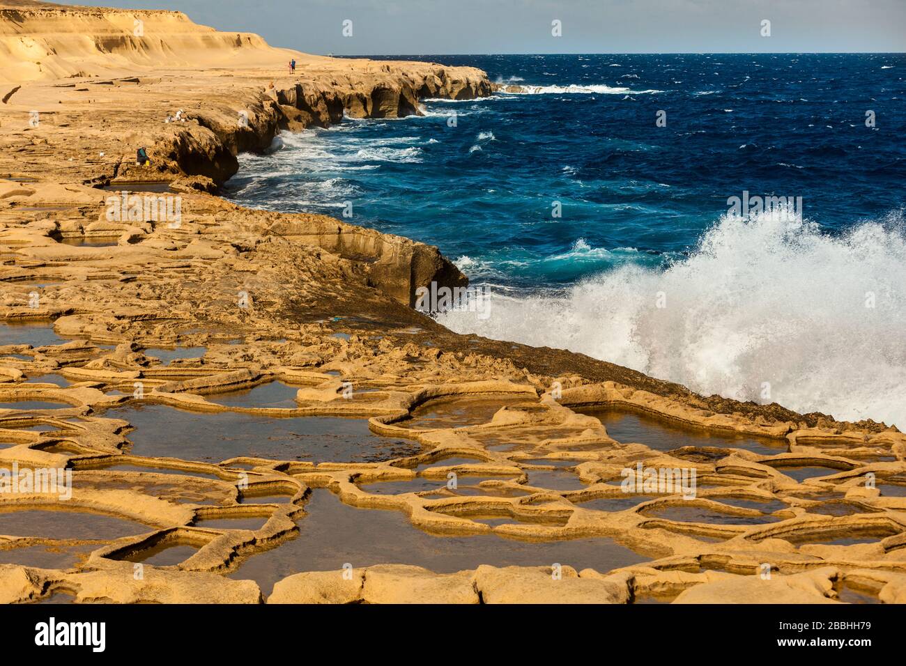 Malta, Gozo: the saltpans of Xwejni bay Stock Photo - Alamy