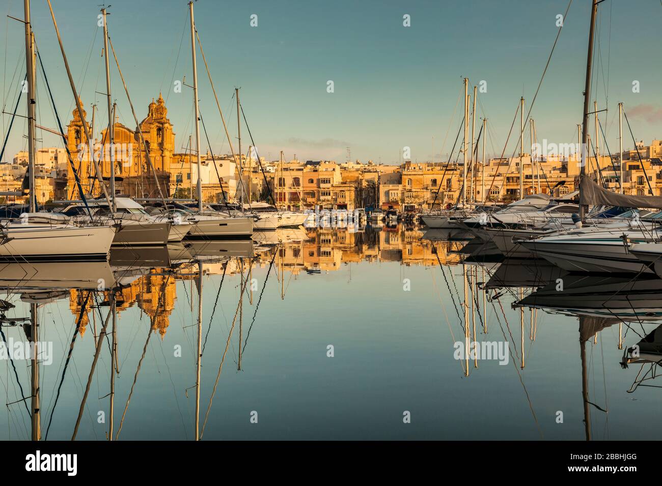 Malta, Msida the yacht marina with the church of St. Joseph Stock Photo ...