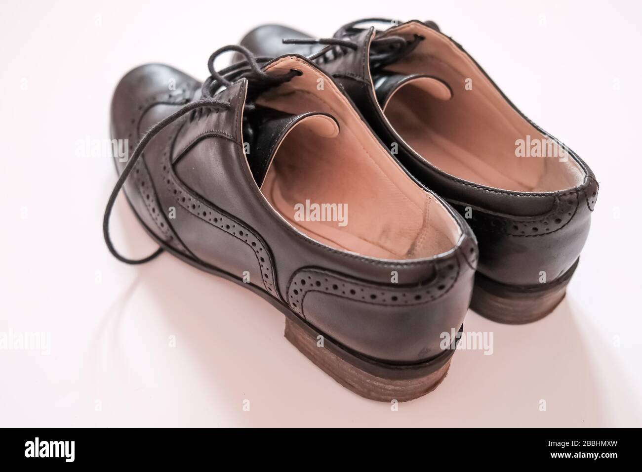 leather heeled brogues