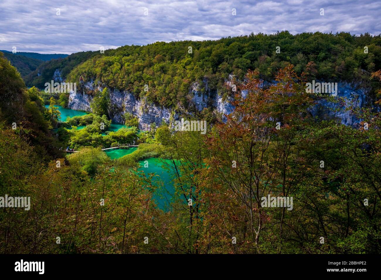 Lakes of Plitvice National park. Autumn season UNESCO site. Autumn. Croatia. Stock Photo