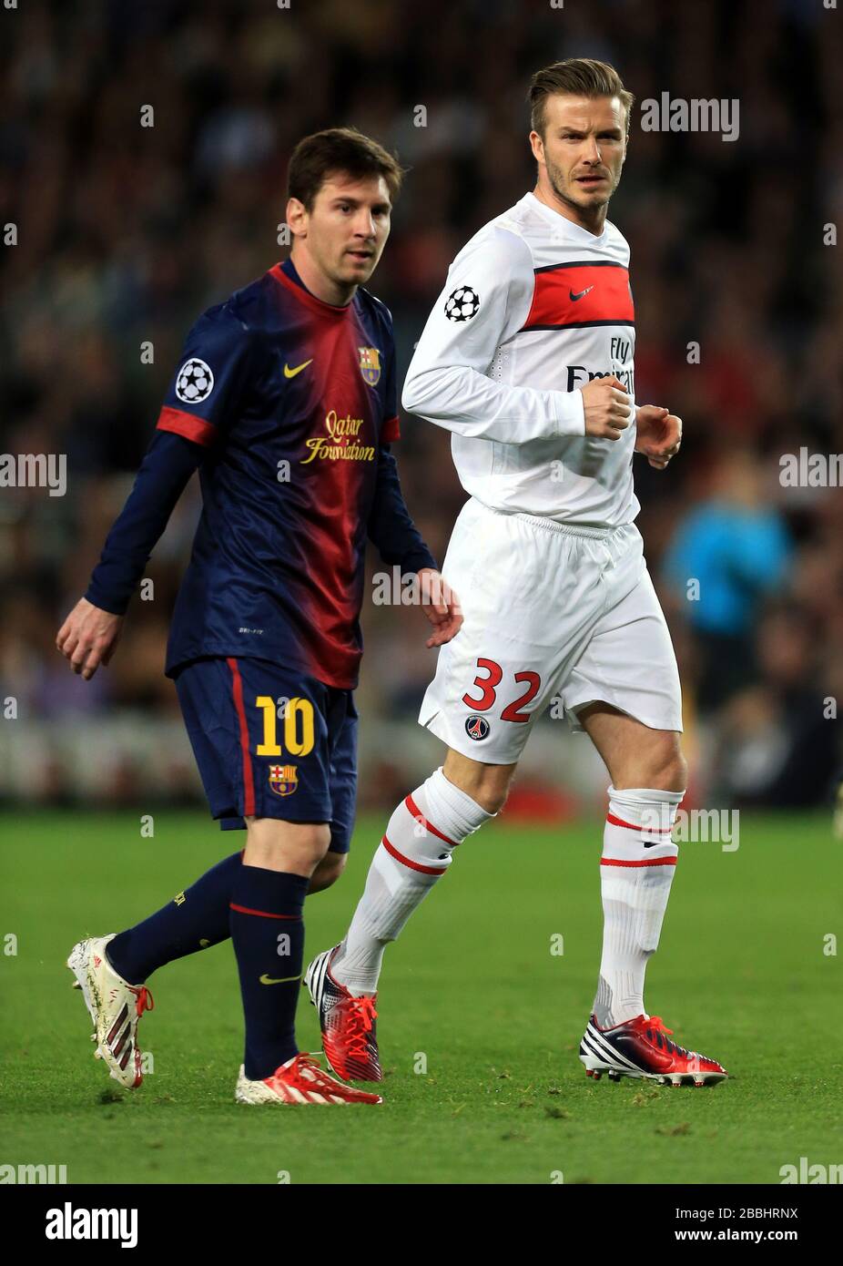 Barcelona's Lionel Messi and Paris Saint Germain's David Beckham Stock  Photo - Alamy