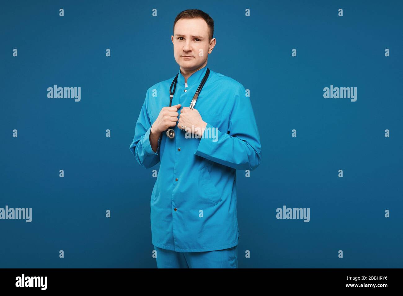 Blue doctor uniform man not stethoscope hi-res stock photography and ...