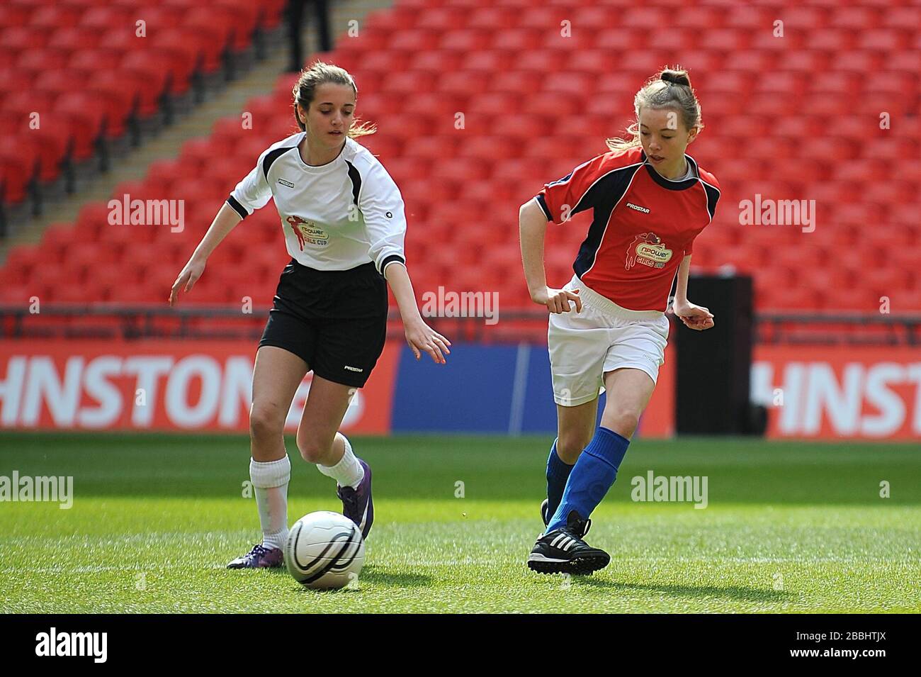 Match action in the Football League Girls Cup final between Rainham