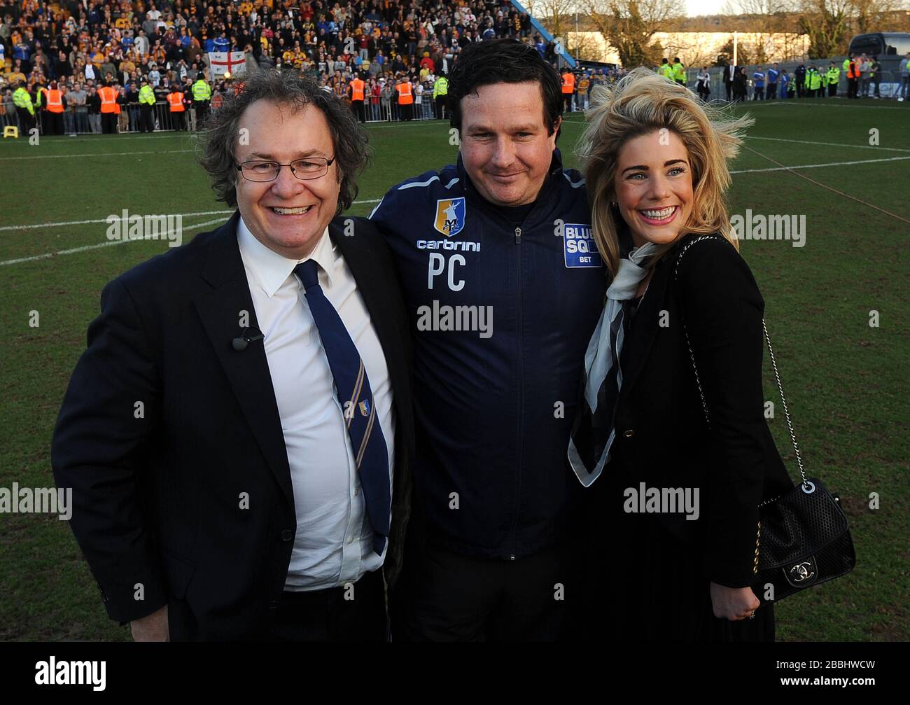 Mansfield Town's owner, John Radford (left), manager Paul Cox (centre