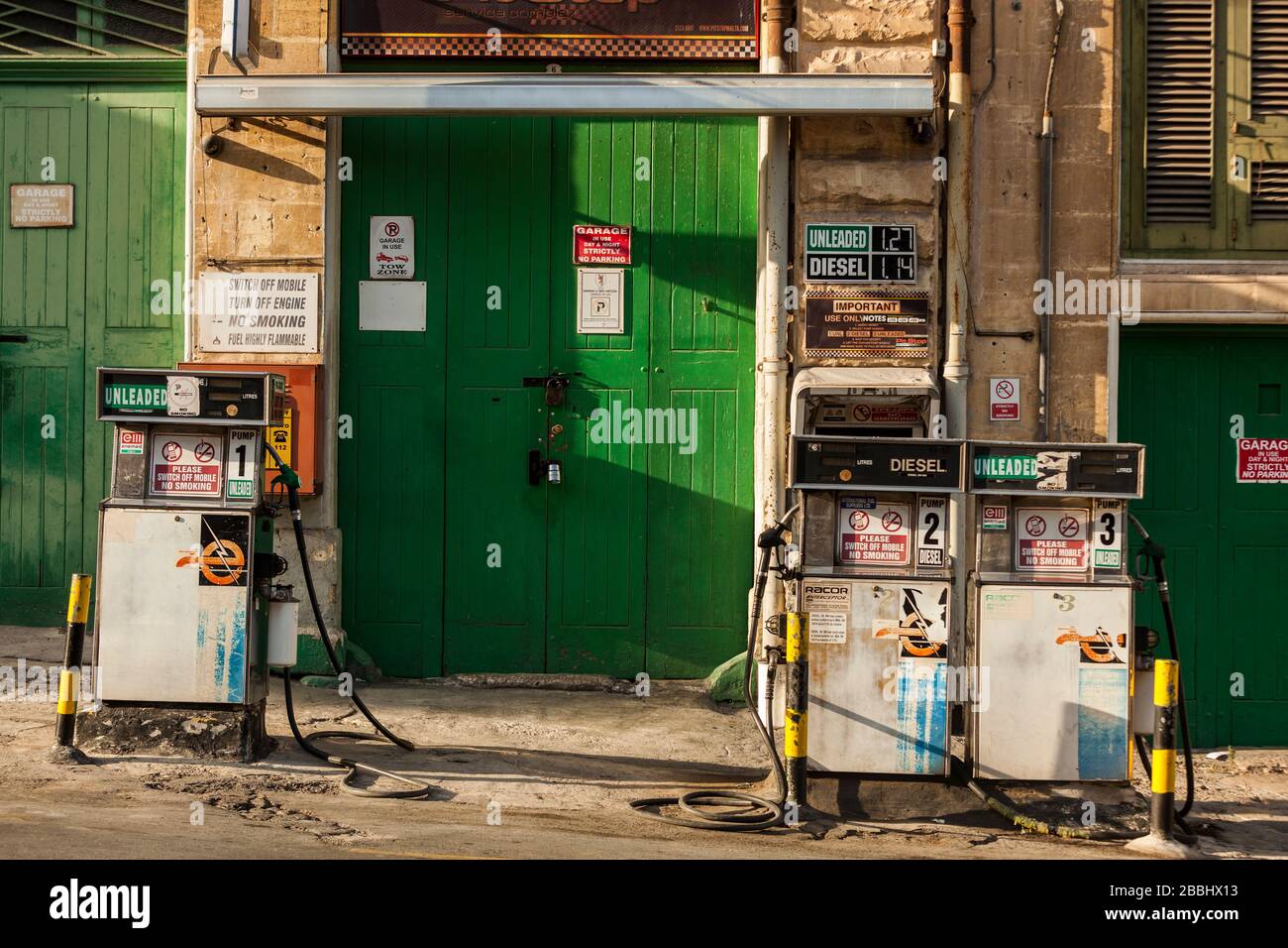 Malta, La Valletta old gas station Stock Photo Alamy