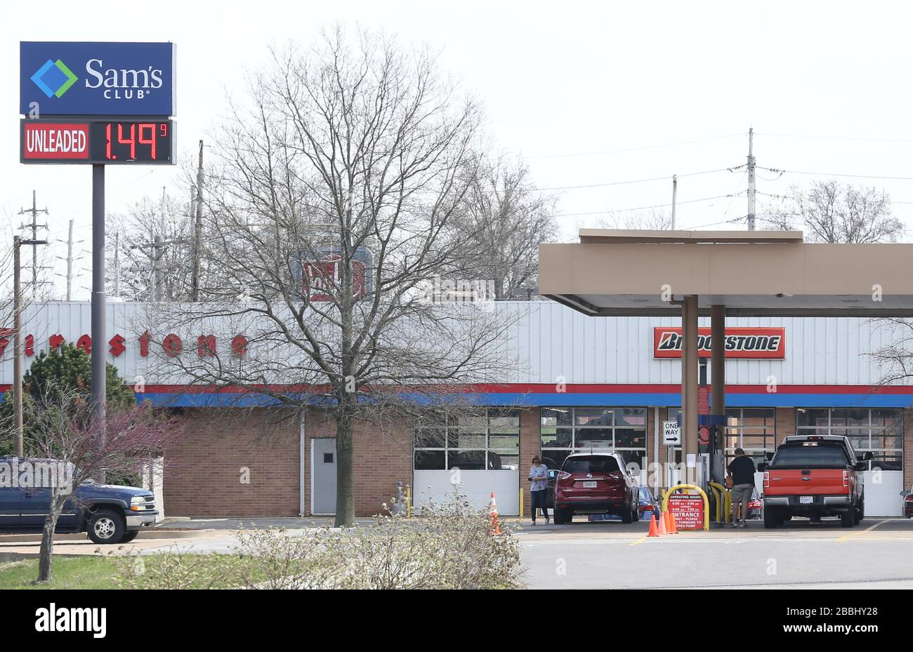 St. Louis, United States. 31st Mar, 2020. Price per gallon of regular unleaded is $1.49 at this Sam's Club in south St. Louis County on Tuesday, March 31, 2020. Prices at the pump have declined as oil prices trade at their lowest level in nearly two decades. Photo by Bill Greenblatt/UPI Credit: UPI/Alamy Live News Stock Photo