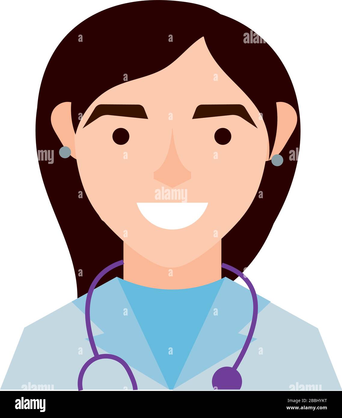 female doctor with stethoscope character flat style Stock Vector Image ...