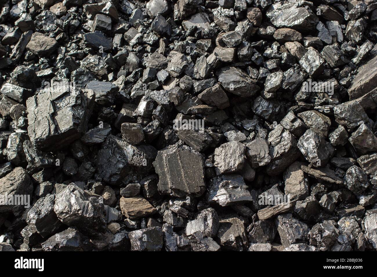 Pile of natural black hard coal for texture background. Grade
