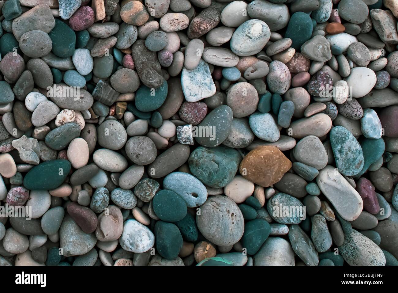 Assorted rocks native to the shores of Lake Michigan Stock Photo